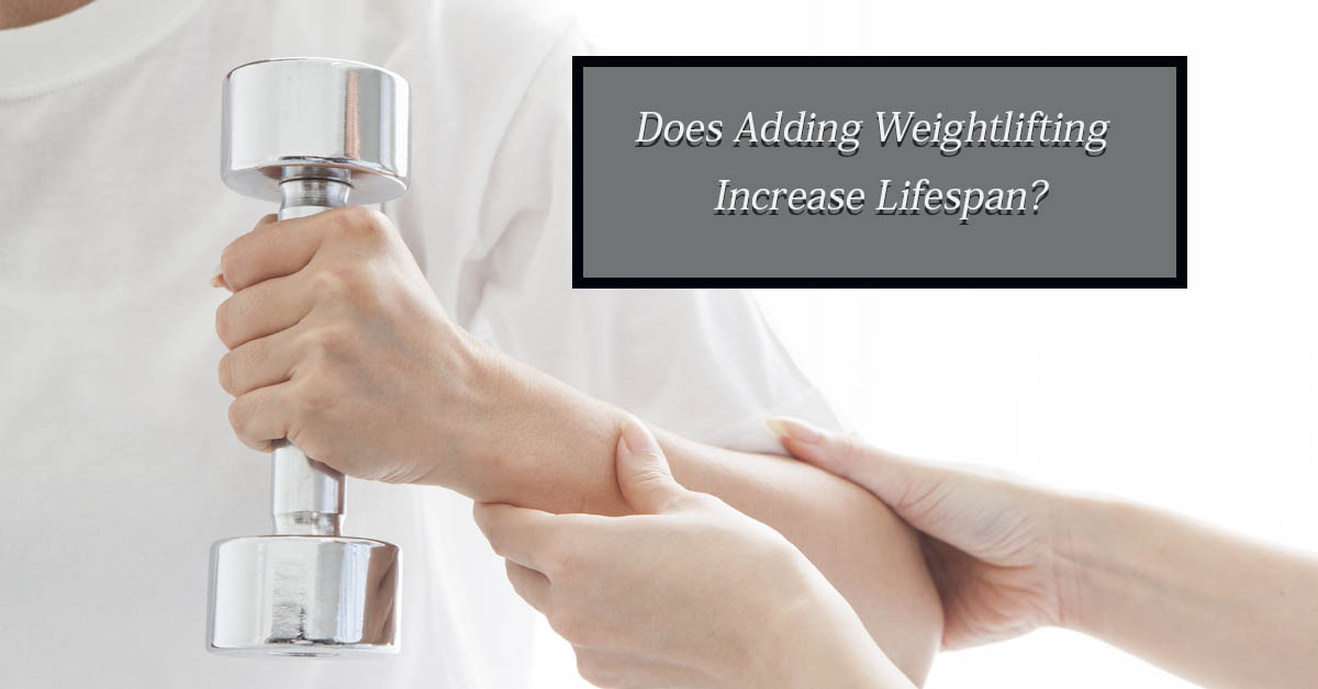 Does Weightlifting Added to Aerobic Exercise Offer a Longer Life? Picture of a caucasian arm holding lightweight dumbbells.