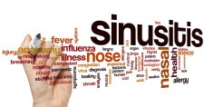 Geriatric Sinusitis. Picture of a caucasian hand writing signs of sinusitis.