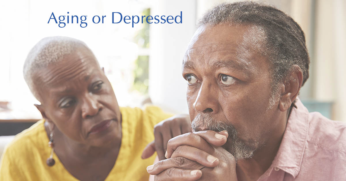 African American couple concerned about aging and depression.